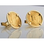 18kt Gold Cufflinks with Ancient Roman Gold Solidus Gold Coins Valentinian I circa A.D. 364-375